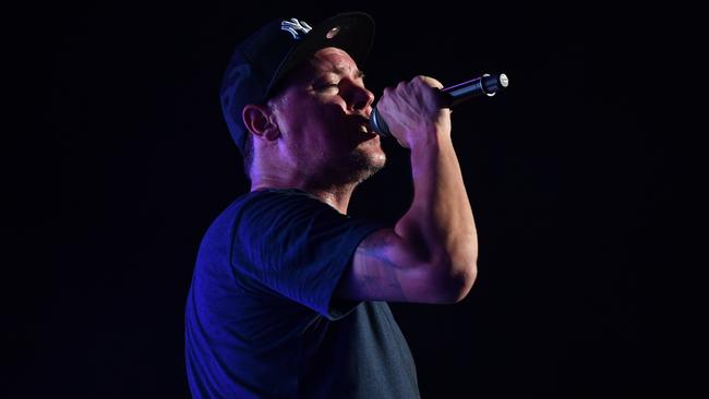 Hilltop Hoods performing at the Superloop Adelaide 500 on Sunday. Picture: AAP/ Keryn Stevens