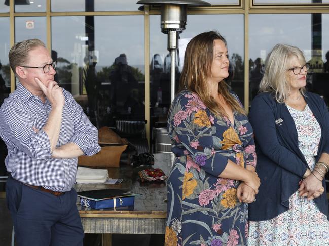 Richmond Labor MP Justine Elliot, Nationals MLC Ben Franklin and Greens councillors Sarah Ndiaye and Jeannette Martin at an event to mark outgoing Byron mayor Simon Richardson's final day on council at Ocean Shores Country Club on Friday, April 30, 2021. Picture: Liana Boss