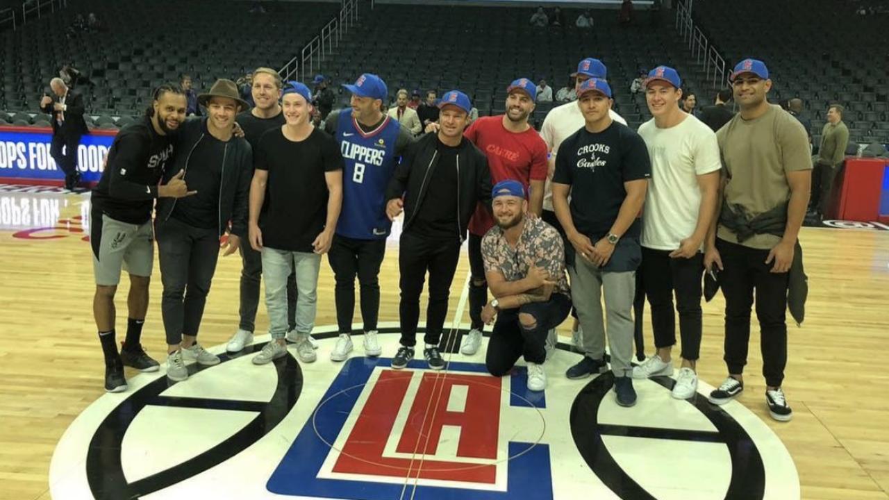 The Roosters with Aussie superstar Patty Mills, at an LA Clippers game during last year's trip.