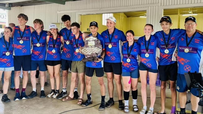 WINNERS: 2025 Great Wheelbarrow Race overall winning team St Stephens Seniors