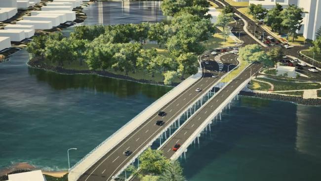 Artist impressions of the Gold Coast City Council's proposed Isle of Capri Bridge duplication. Source: Gold Coast City Council