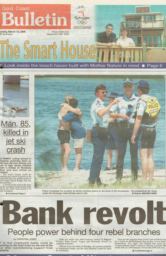 Gold Coast Bulletin 2000, March 13. Front page.