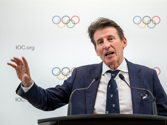 Candidate to the presidency of the International Olympic Committee (IOC) Sebastian Coe speaks during a press conference earlier this year. Picture: Getty Images