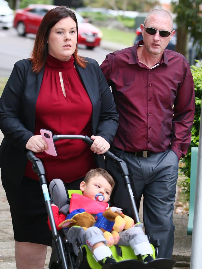 Elise Webber arrives at Court with son Bobby Webber.