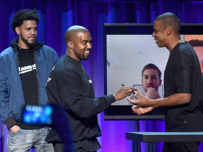 Jay Z and Kanye West in happier times. Picture: Jamie McCarthy/Getty Images for Roc Nation