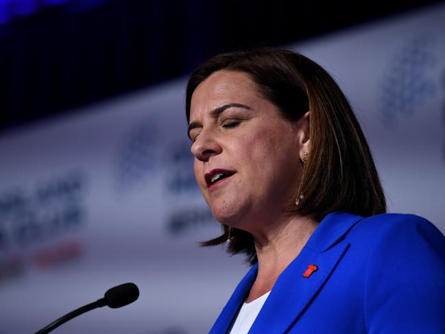 Opposition Leader Deb Frecklington during yesterday’s debate. Picture: Dan Peled/NCA NewsWire