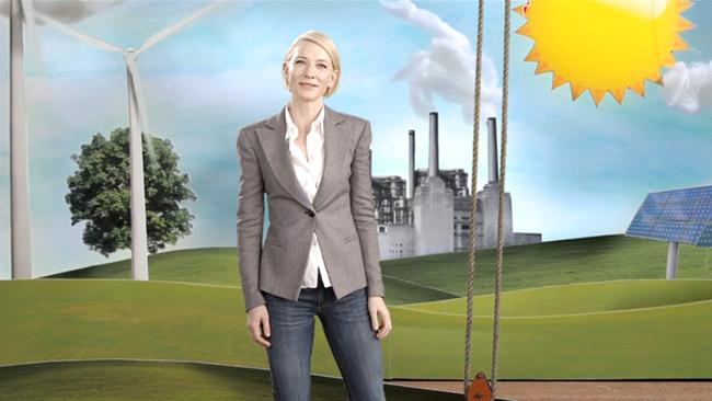 Cate Blanchett in a scene from the 'Say Yes Australia' campaign promoting the Gillard government’s carbon price. Picture: supplied