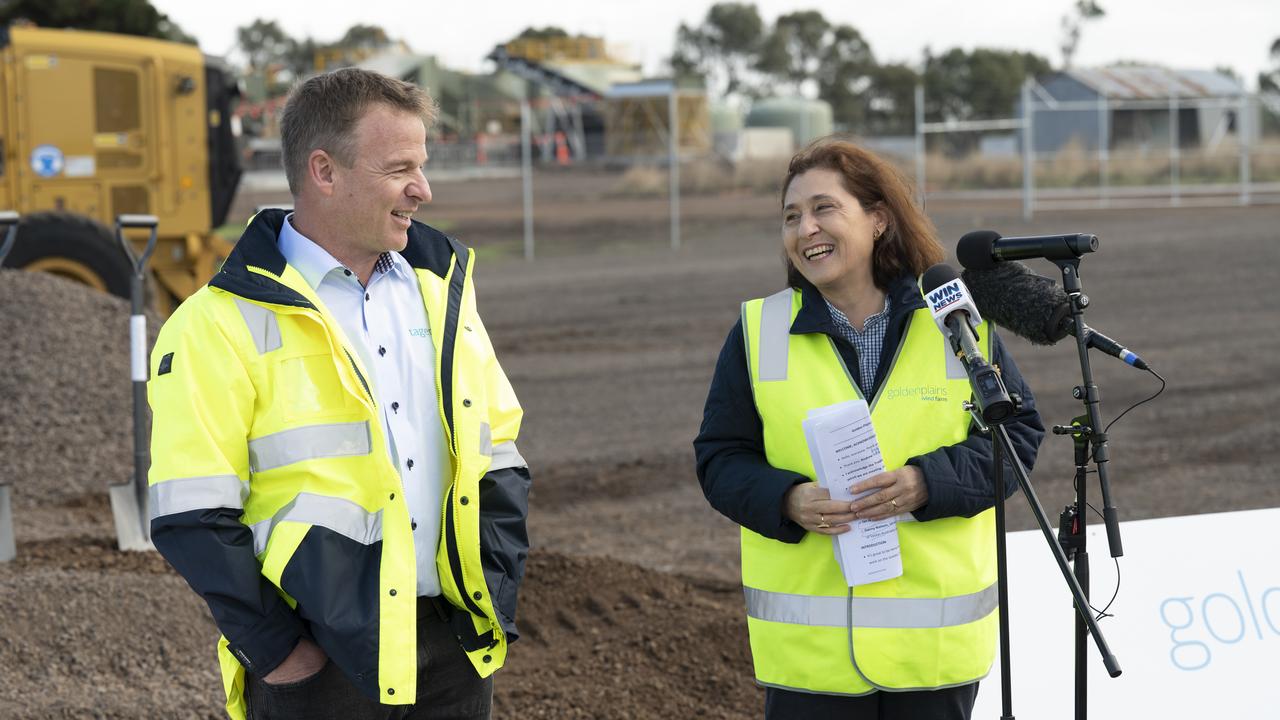 Lily D'Ambrosio and Andrew Riggs at the site.