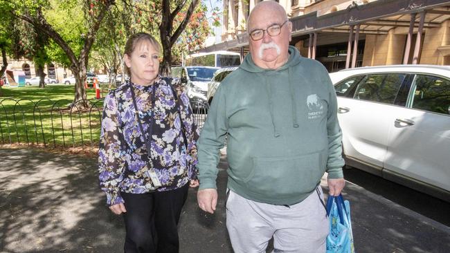 Nick Darling’s father Brian, right, outside court. Picture: NCA NewsWIRE / Emma Brasier