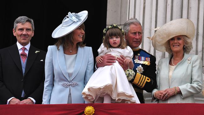 Michael Middleton, Carole Middleton, King Charles, Eliza Lopes and Queen Camilla. Picture: Getty Images