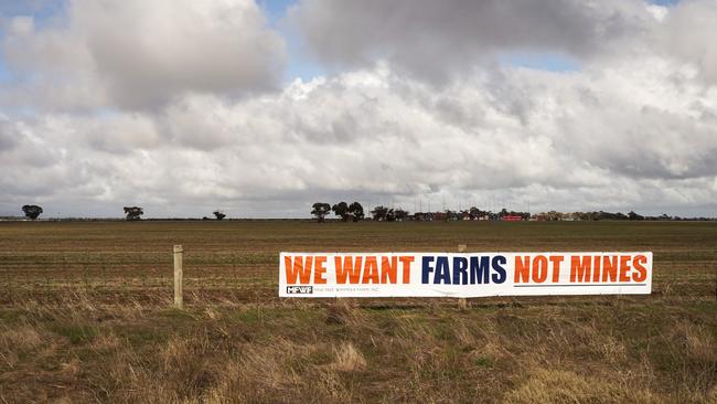 A sign opposing mining projects in the Wimmera. Picture: Rachel Simmonds