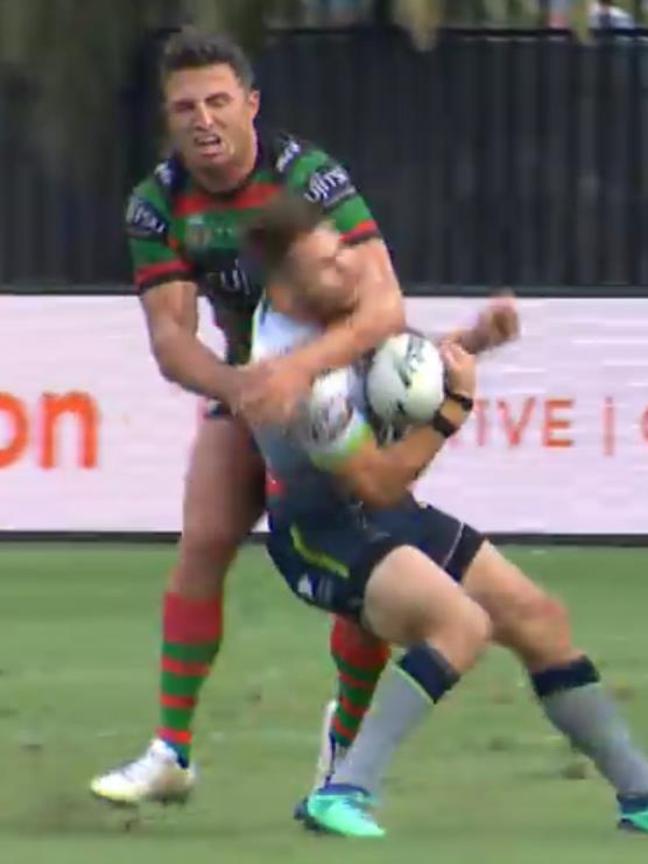 Burgess was involved in a nasty hit on Aidan Sezer in the clash.