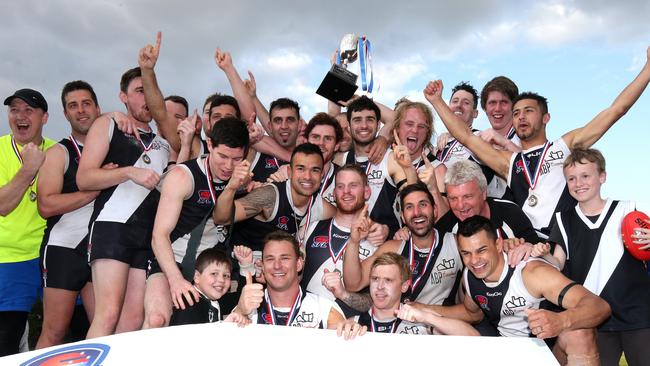 Oakleigh District celebrates its 2015 Division 2 premiership.