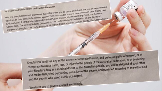 Excerpts from the bogus letters anti-vaxxers are delivering as part of their deceitful campaign. Pictures: Supplied