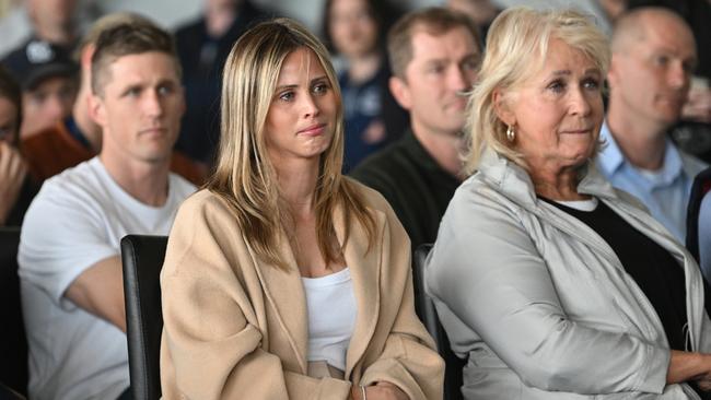 Brit Selwood holds back tears as Maree Selwood looks on proudly.