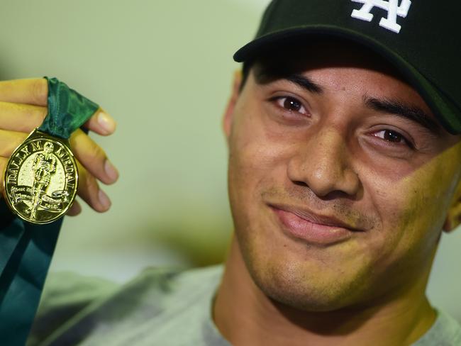Jason Taumalolo with his 2016 Dally M Medal.