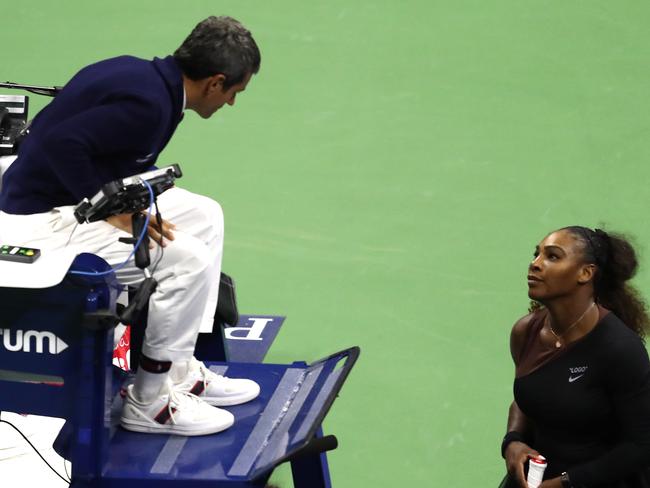 Serena Williams berates chair umpire Carlos Ramos. Picture: Getty