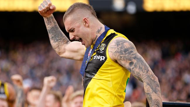 Dustin Martin of the Tigers wins the Norm Smith Medal.