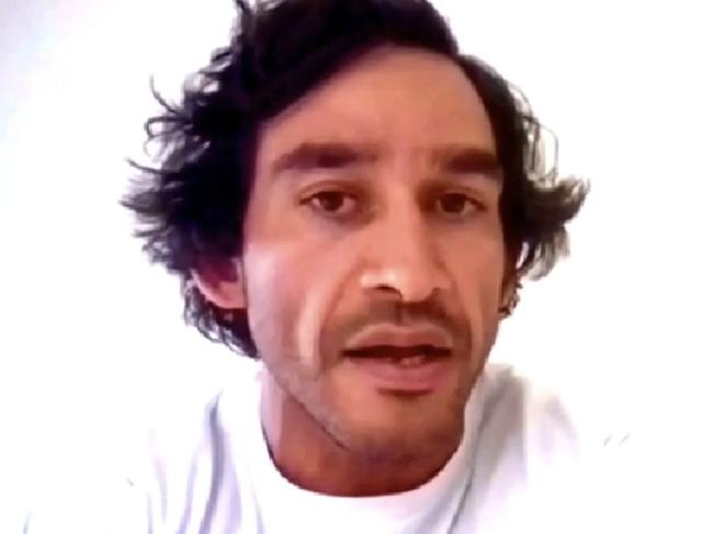 Johnathan Thurston talking to students from Kowanyama State School while online at his Townsville home. Picture: Supplied