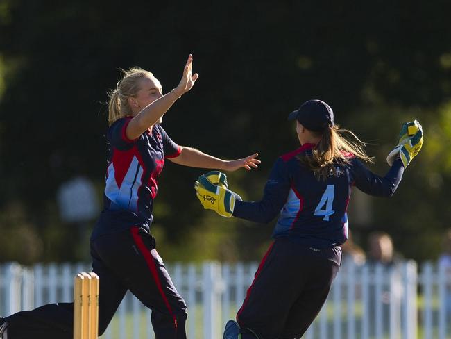 Kim Garth (right) during her starring role in Dandy’s premiership win last season.