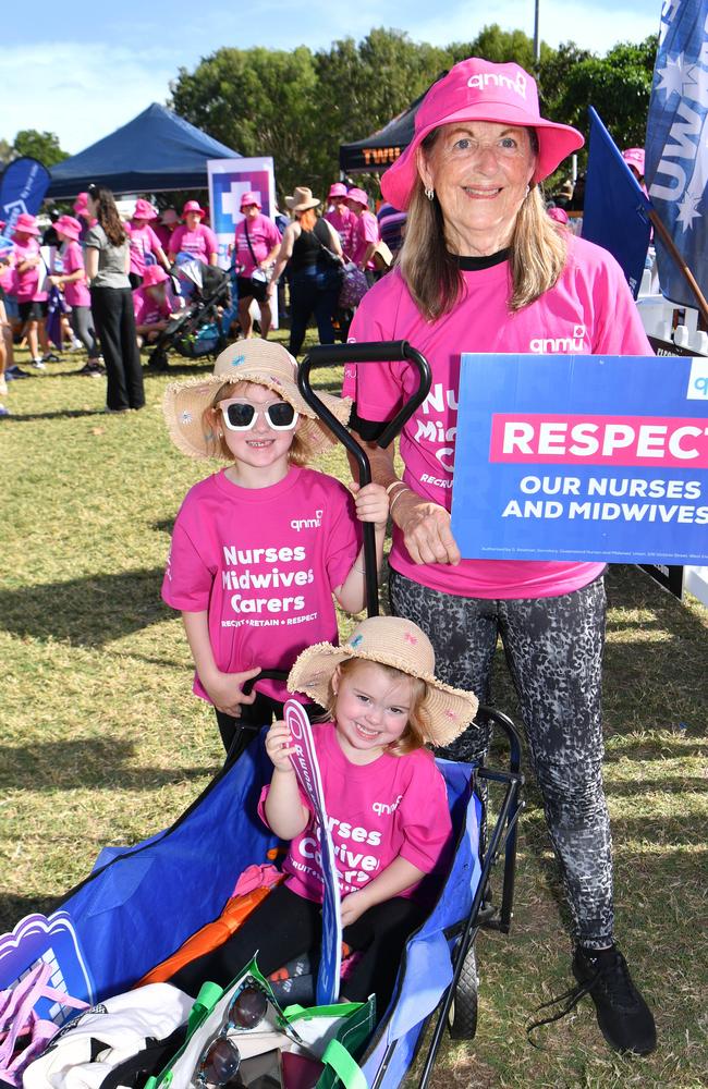 Townsville Labor Day March at Strand Park. Maureen Clauss with Jayde, 6, and Pipa, 3. Picture: Evan Morgan