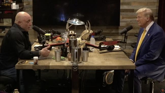 Joe Rogan interviewing Donald Trump on his podcast. Picture: YouTube