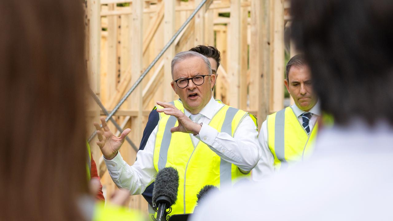 New data shows the Albanese government’s housing target is falling behind schedule, as the opposing housing spokespeople debated their policies. Picture: Mark Stewart / NewsWire