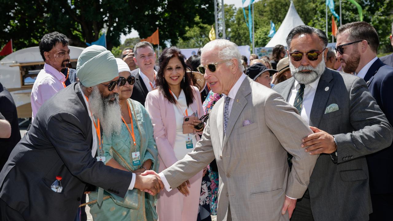 King Charles III meets members of the public as he attends the Premier's Community BBQ. Photo by Brook Mitchell/Getty Images