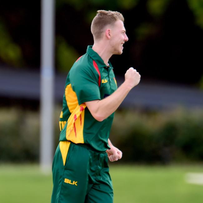 Tigers bowler Riley Meredith celebrates a wicket. Picture: EVAN MORGAN