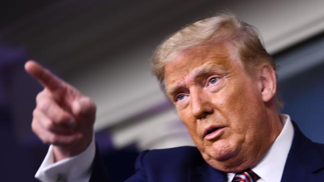 US President Donald Trump speaks during a briefing at the White House September 27, 2020, in Washington, DC. - US President Donald Trump paid just $750 in federal income taxes in 2016, the year he won the election, The New York Times reported September 27, 2020, citing tax return data extending more than 20 years. (Photo by Brendan Smialowski / AFP)