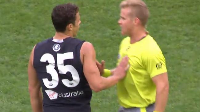 Carlton's Ed Curnow was cited for touching umpire.