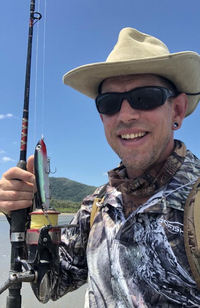 Dan Johnson said he had seen the four-metre croc known as Boofhead many times while fishing and crabbing on the Proserpine River but never as close as when it came for his catch on Saturday. Picture: Supplied