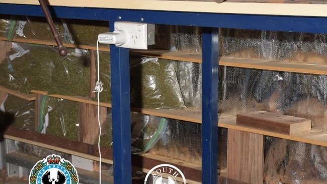 Inside a Loxton workshop when drugs were allegedly found. Picture: SA Police