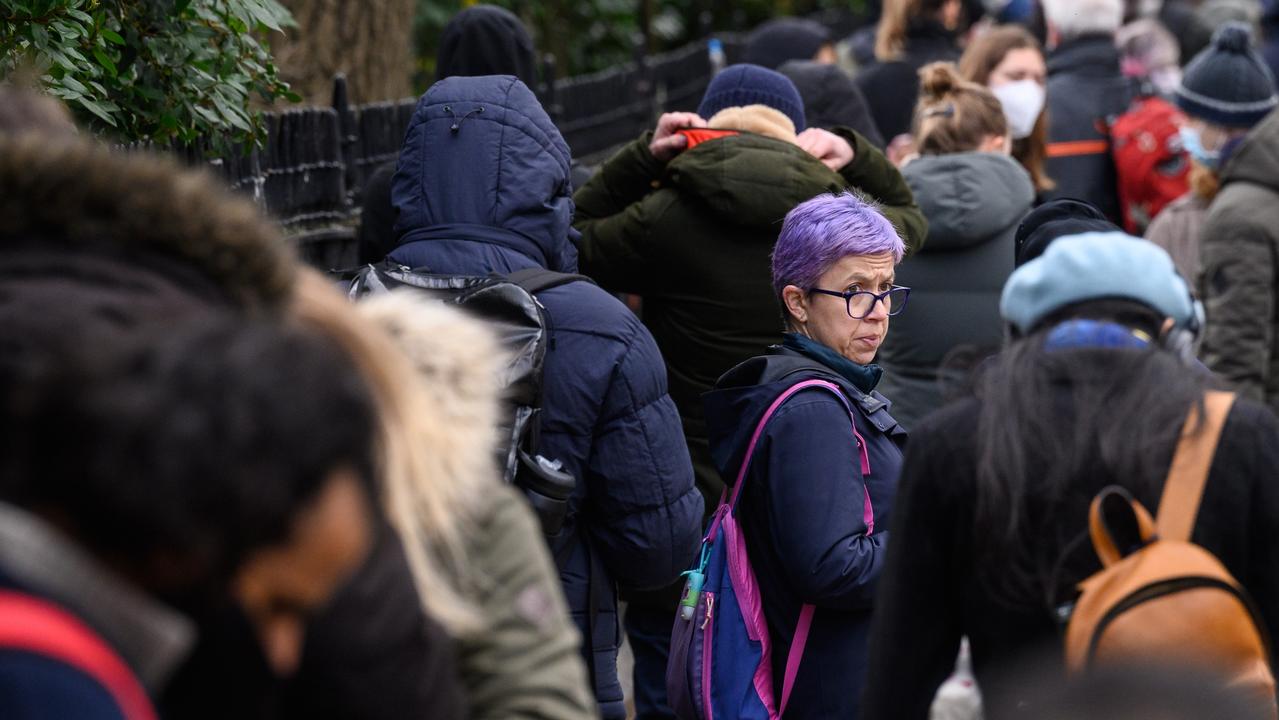 A queue of people waiting to receive their Covid-19 booster jab in London, United Kingdom. Picture: Leon Neal/Getty Images