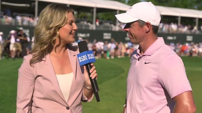 Rory McIlroy interviewed by Amanda Balionis. Photo: CBS Sport via Twitter.