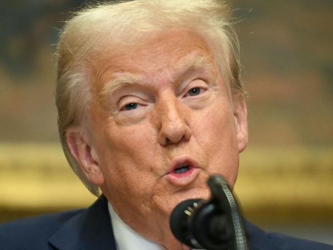 US President Donald Trump speaks in the Roosevelt Room at the White House on January 21, 2025, in Washington, DC. (Photo by Jim WATSON / AFP)