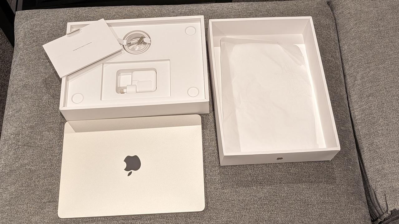 M3 MacBook Air unboxing. Picture: Lauren Chaplin.