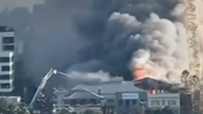 The fire caused smoke to blanket the area. Picture: 9NEWS