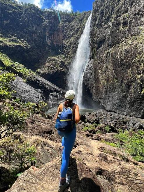 Denika Wyngaarden, founder of 'B-----s Who Hike' a women's only hiking group in Townsville during their Wallaman Falls group hike