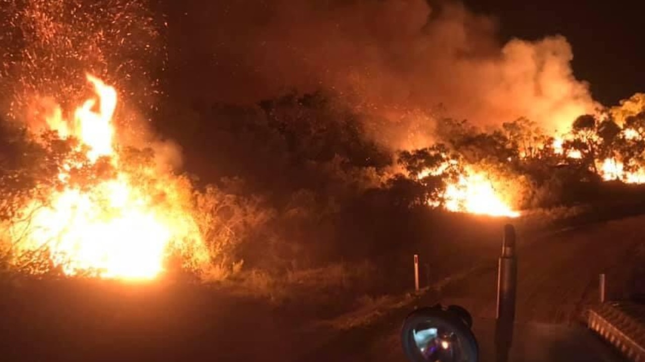 Councillor and CFS volunteer Chris Grant took this photo while fighting the eastern front of the Cherry Gardens bushfire. Picture: Chris Grant