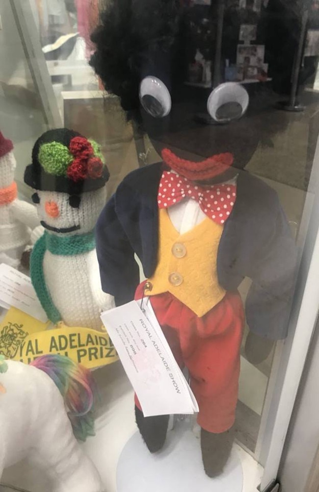 An outcry was raised over these golliwog dolls entered into competition and on display at the Royal Adelaide Show. Show officials later removed them from display.