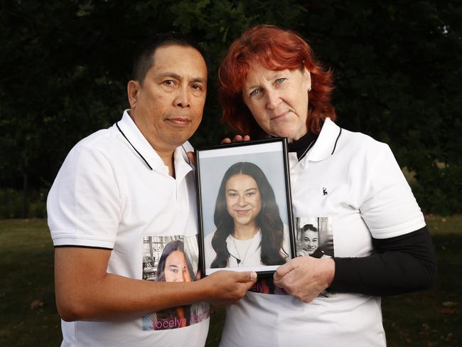 Julius Daguman and Sonia van den Heuvel parents of Jocelyn Daguman 14 who died after being involved in a quad bike accident in 2023.  Launch of an e-petition calling on the government to listen to repeated coronial recommendations for better regulating quad bikes.  Picture: Nikki Davis-Jones