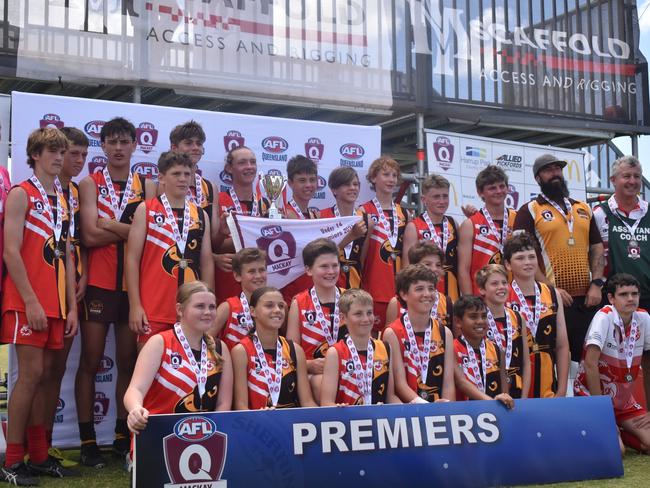 Mackay Swarks, the u14 AFL premiers at Magpies Sporting Club, Mackay, September 11, 2021. Picture: Matthew Forrest
