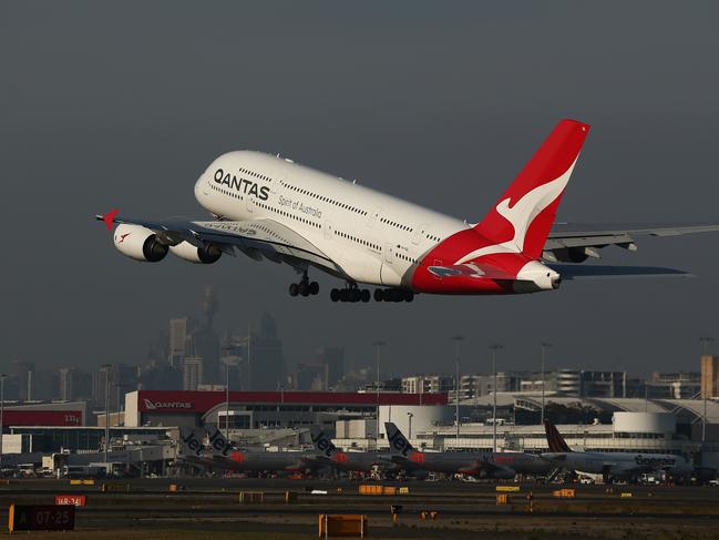 Qantas has become the second airline to commit to zero net emissions by 2050 amid mounting scrutiny of the aviation industry’s carbon footprint. Picture: Getty Images