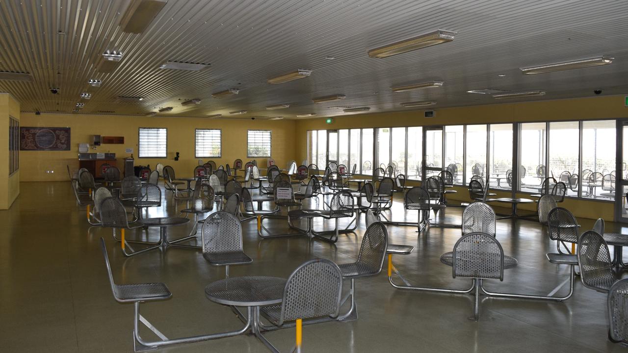 The empty physical visitation room at Capricornia Correctional Centre.