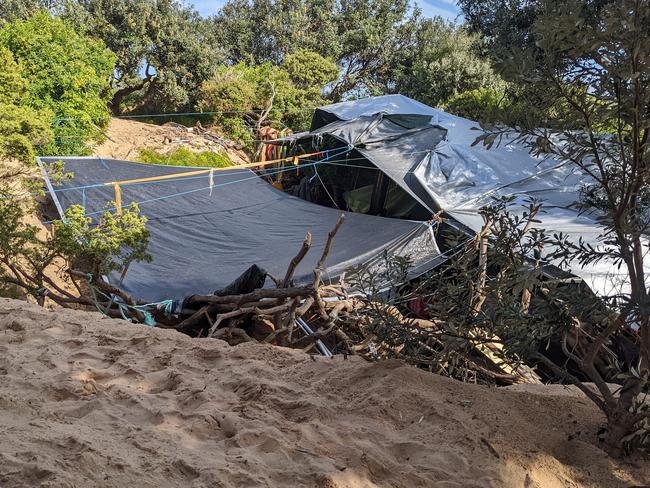 One of the campsites in the Dee Why sand dunes. Picture: Facebook