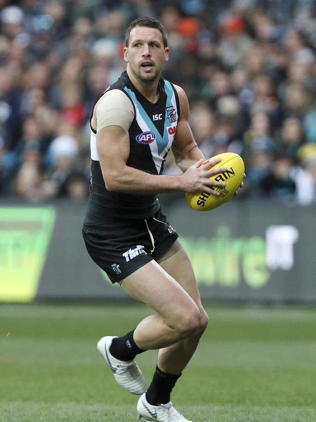 Travis Boak has stepped down as Power captain. Picture: SARAH REED