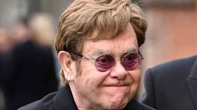 LONDON, ENGLAND - FEBRUARY 02: Elton John attends the funeral of Derek Draper at St Mary the Virgin Church, on February 02, 2024 in London, England. (Photo by Jeff Spicer/Getty Images)