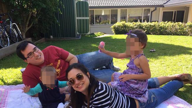 Liz Albornoz with her children and husband. Picture: Supplied