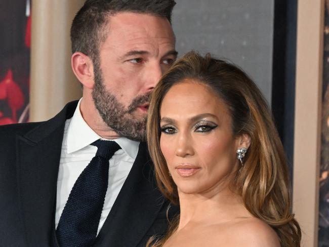 TOPSHOT - US actress Jennifer Lopez (R) and US actor Ben Affleck attend Amazon's "This is Me... Now: A Love Story" premiere at the Dolby theatre in Hollywood, California, February 13, 2024. (Photo by Robyn BECK / AFP)